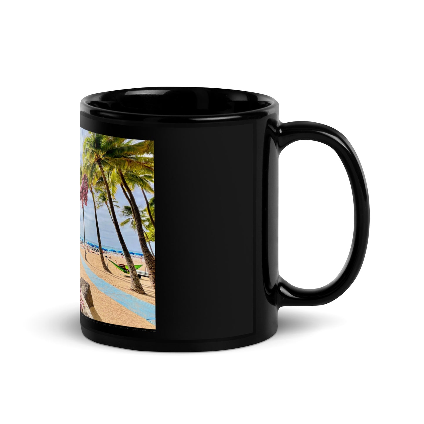 Duke Kahanamoku Statue, Oahu Hawaii - Black Glossy Mug