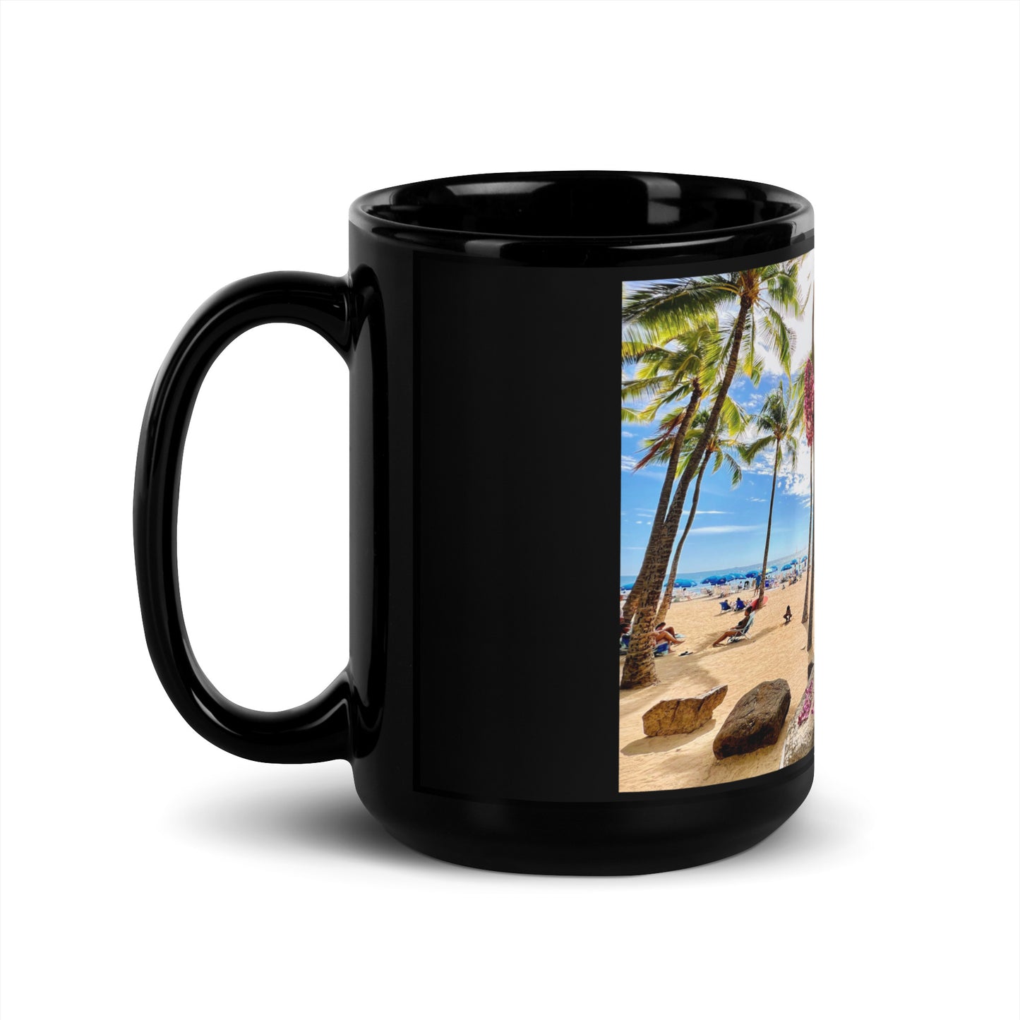 Duke Kahanamoku Statue, Oahu Hawaii - Black Glossy Mug