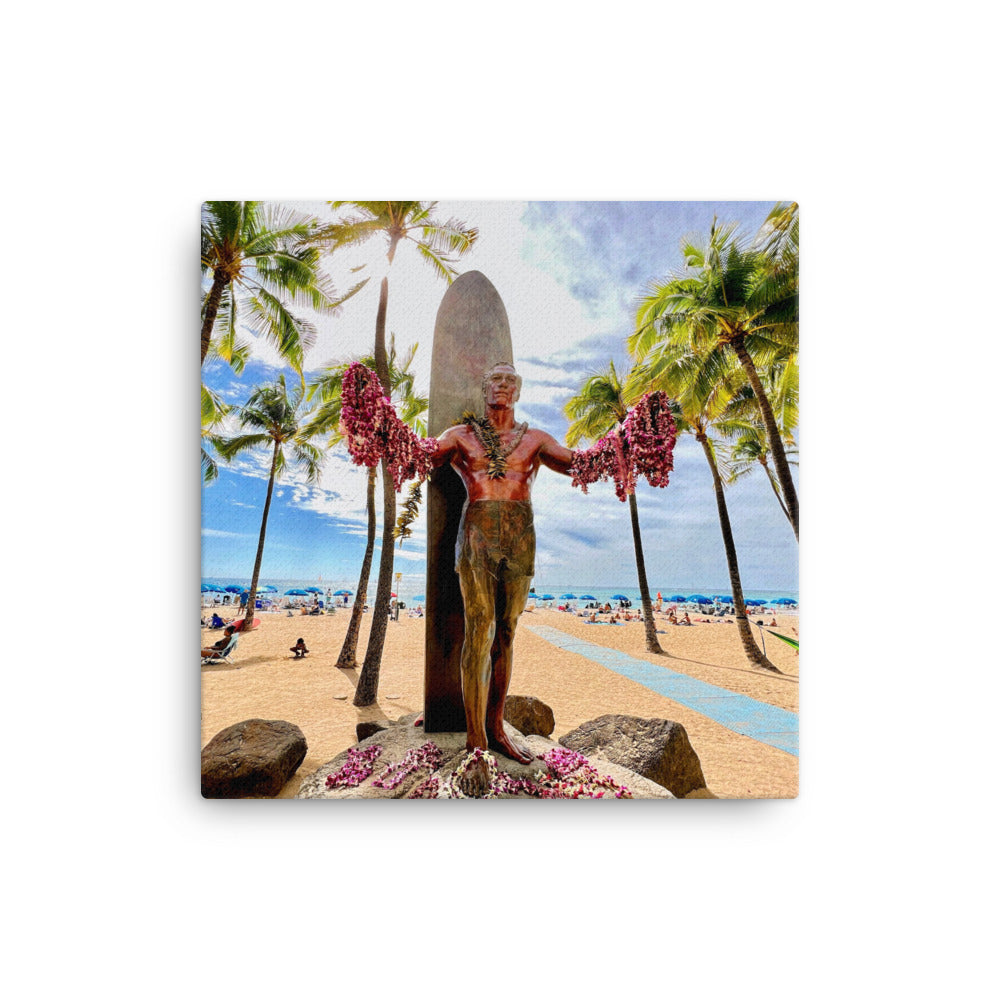 Duke Kahanamoku Statue, Oahu Hawaii - Canvas Print