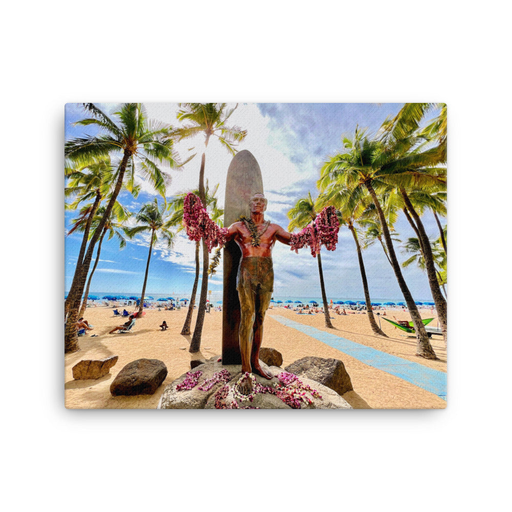 Duke Kahanamoku Statue, Oahu Hawaii - Canvas Print