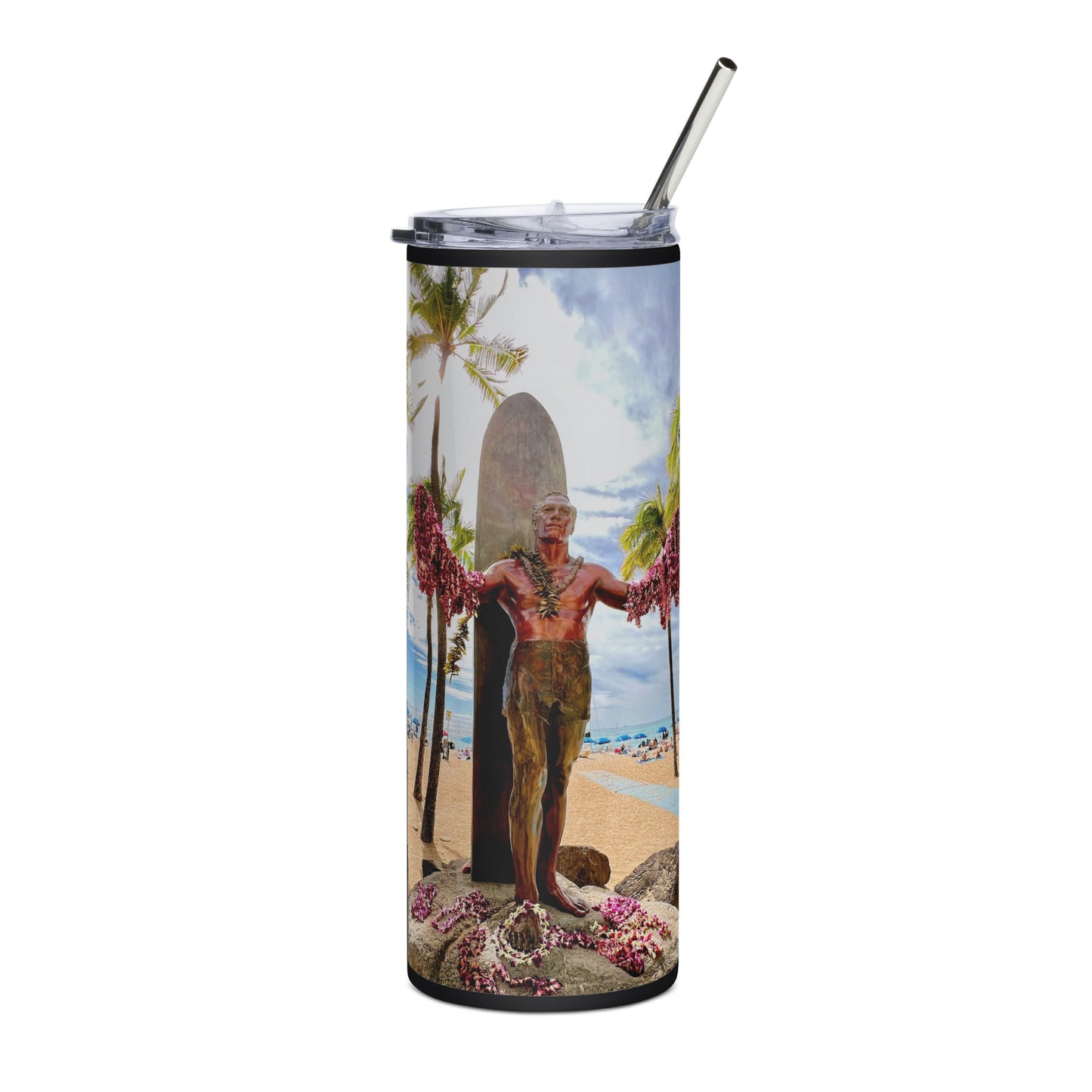 Duke Kahanamoku Statue, Oahu Hawaii - Stainless steel tumbler