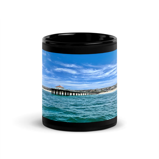 Manhattan Beach Pier - Black Glossy Mug