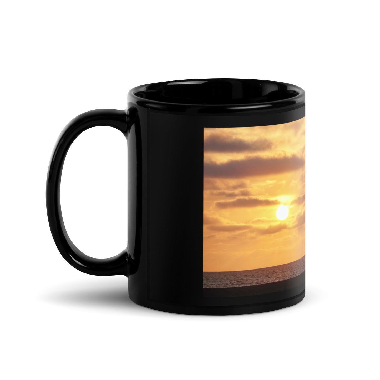 Santa Monica Beach Sunset - Black Glossy Mug