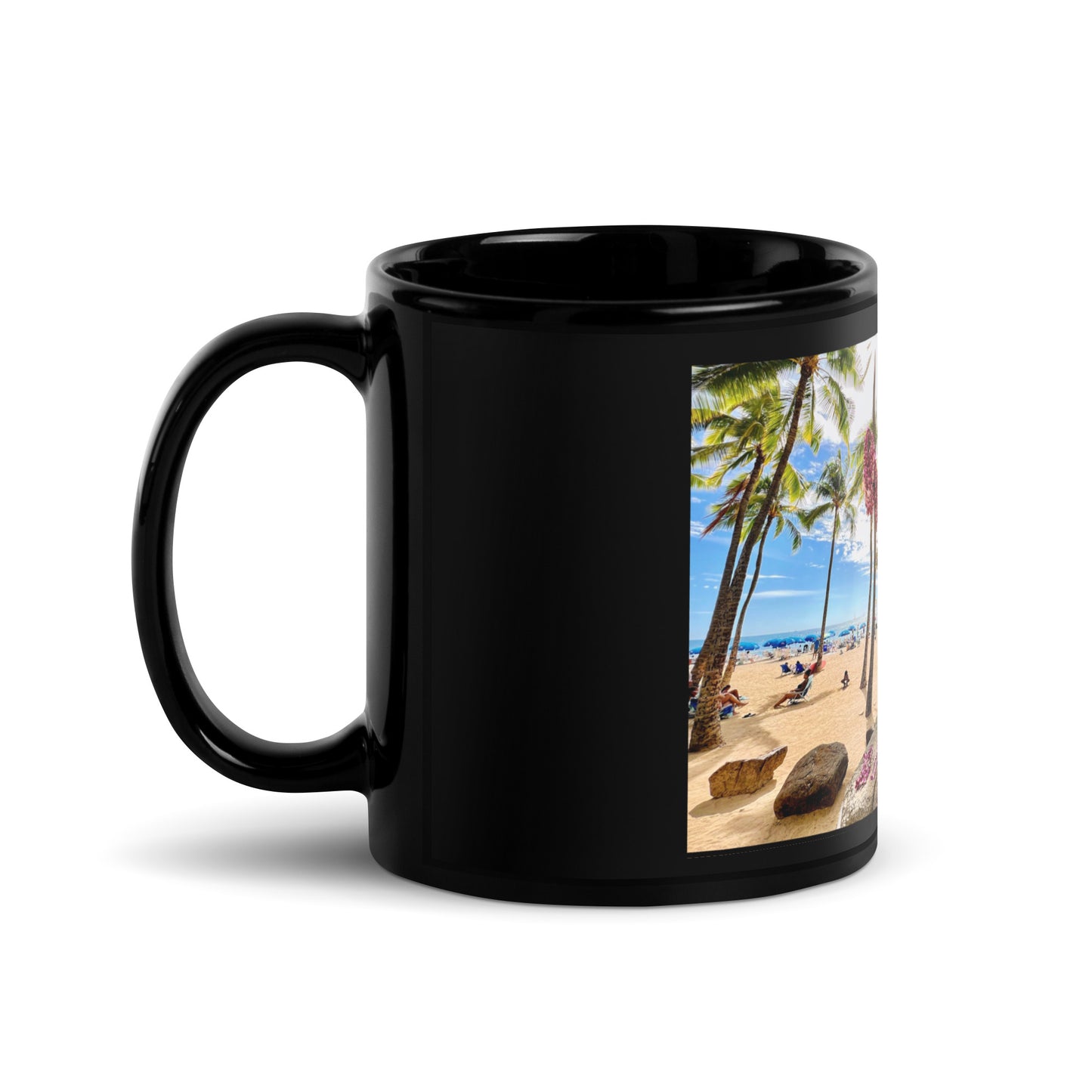 Duke Kahanamoku Statue, Oahu Hawaii  - Black Glossy Mug