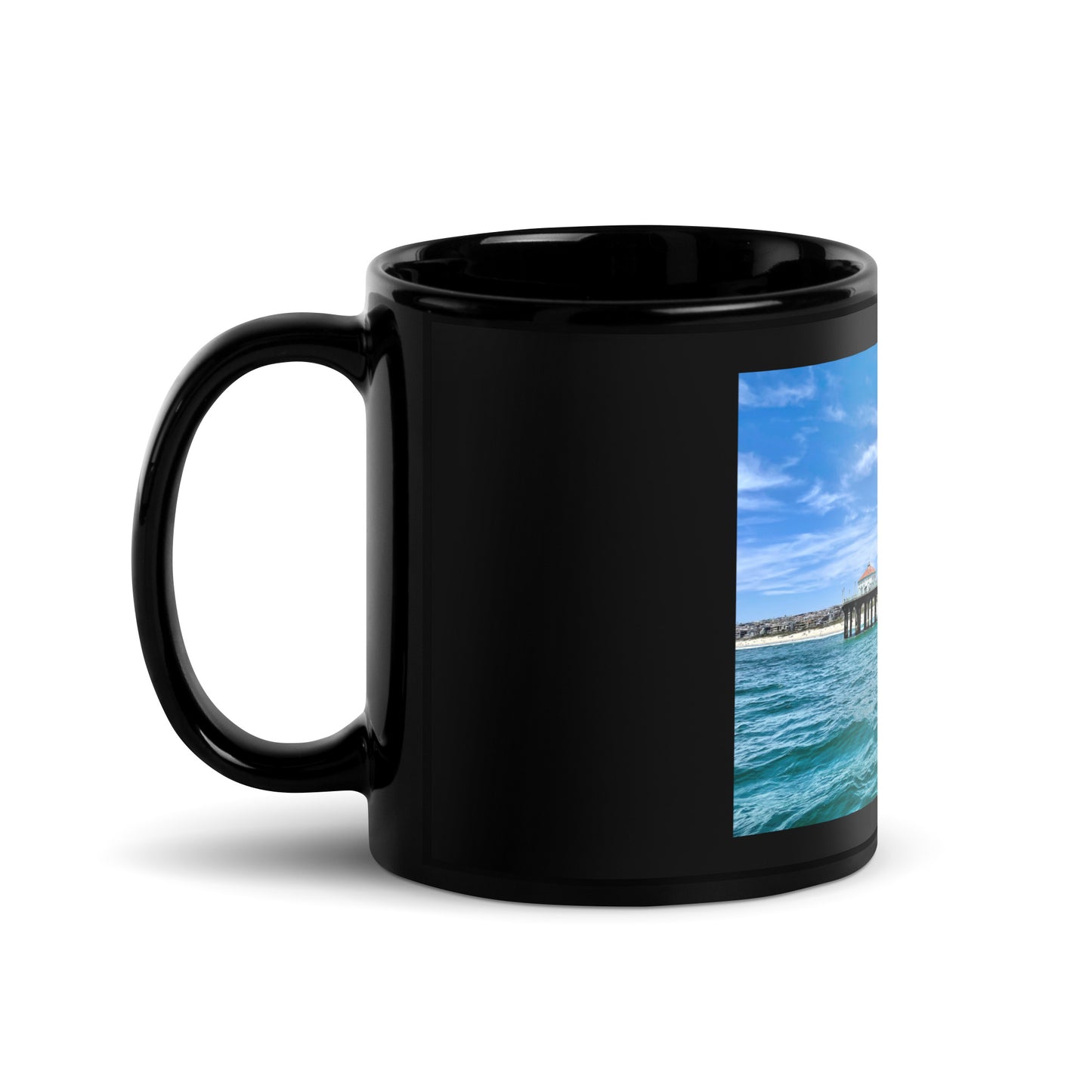 Manhattan Beach Pier - Black Glossy Mug