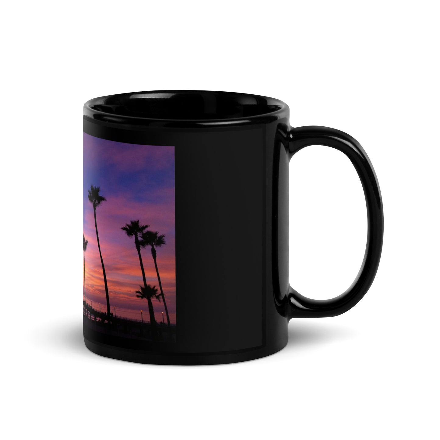 Manhattan Beach Sunset - Black Glossy Mug