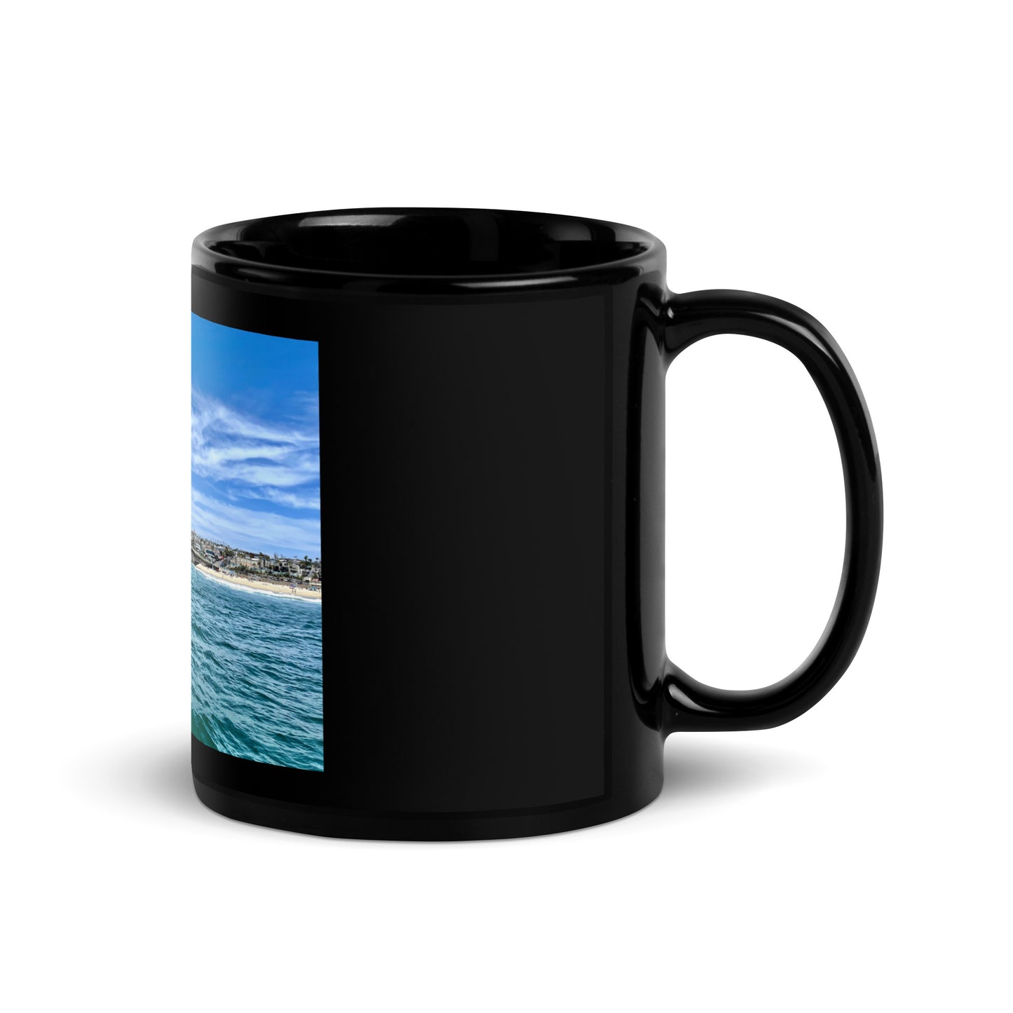 Manhattan Beach Pier - Black Glossy Mug