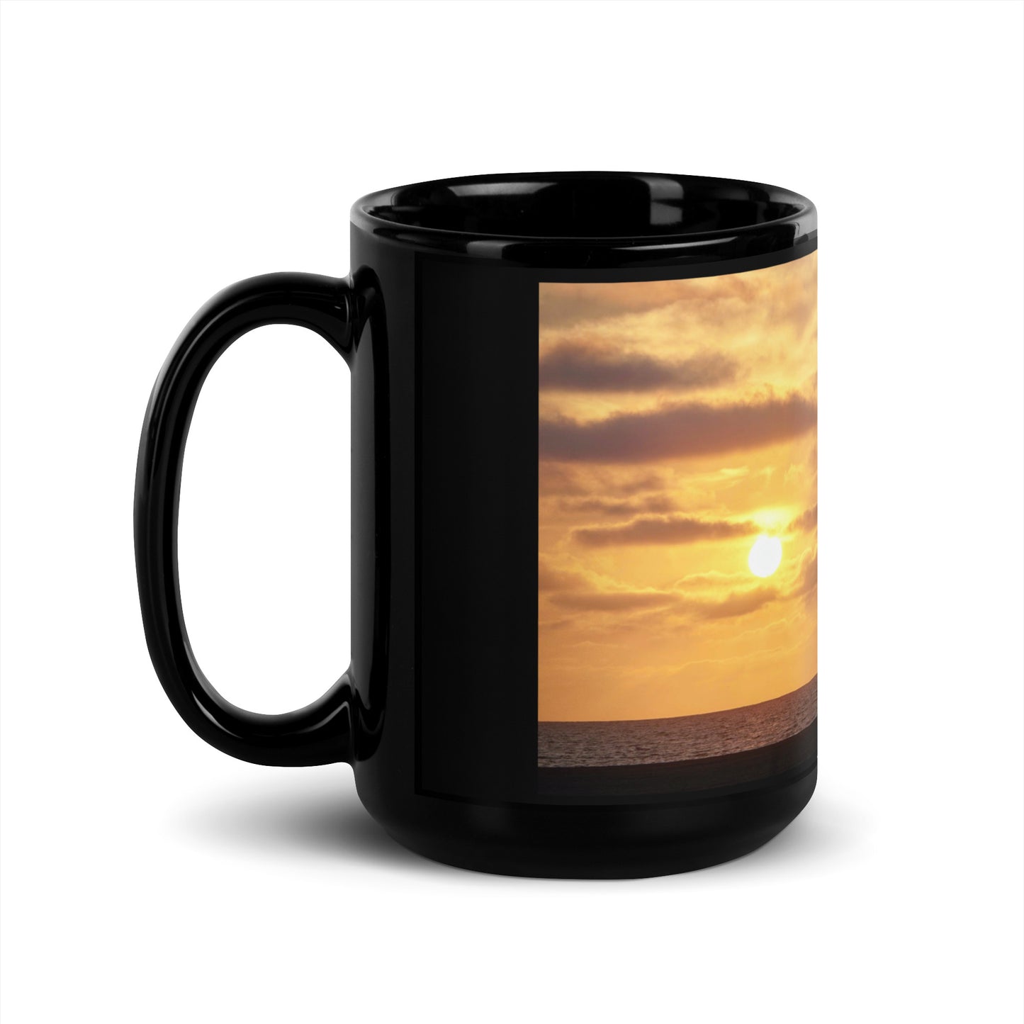 Santa Monica Beach Sunset - Black Glossy Mug