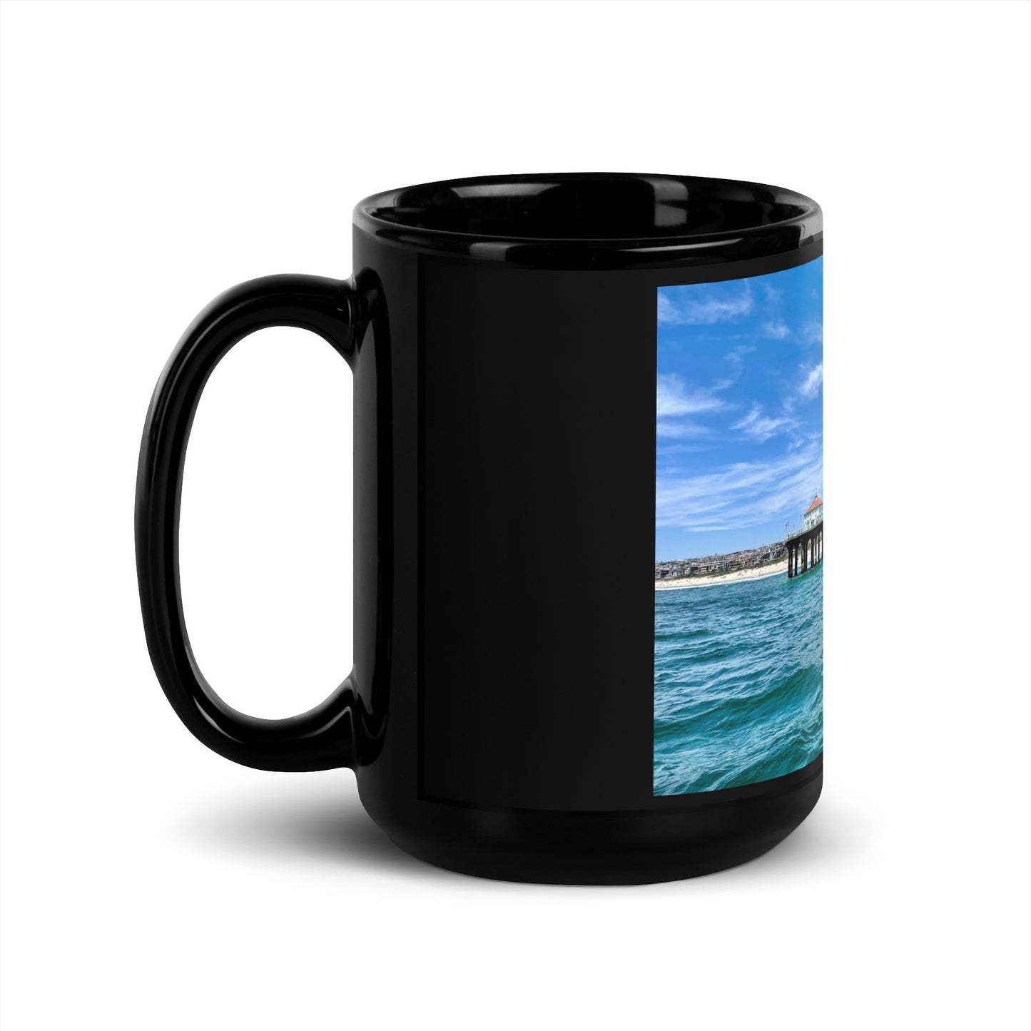 Manhattan Beach Pier - Black Glossy Mug