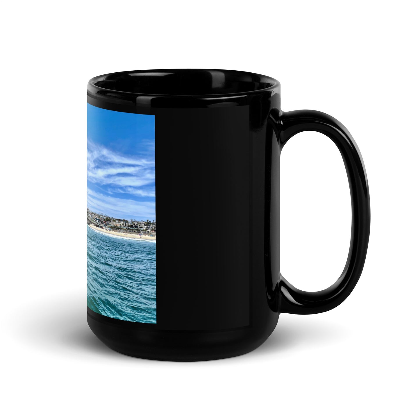 Manhattan Beach Pier - Black Glossy Mug