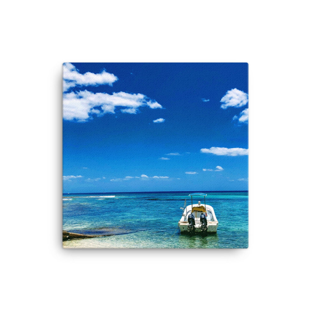 Tropical Waters With Boat - Canvas Print