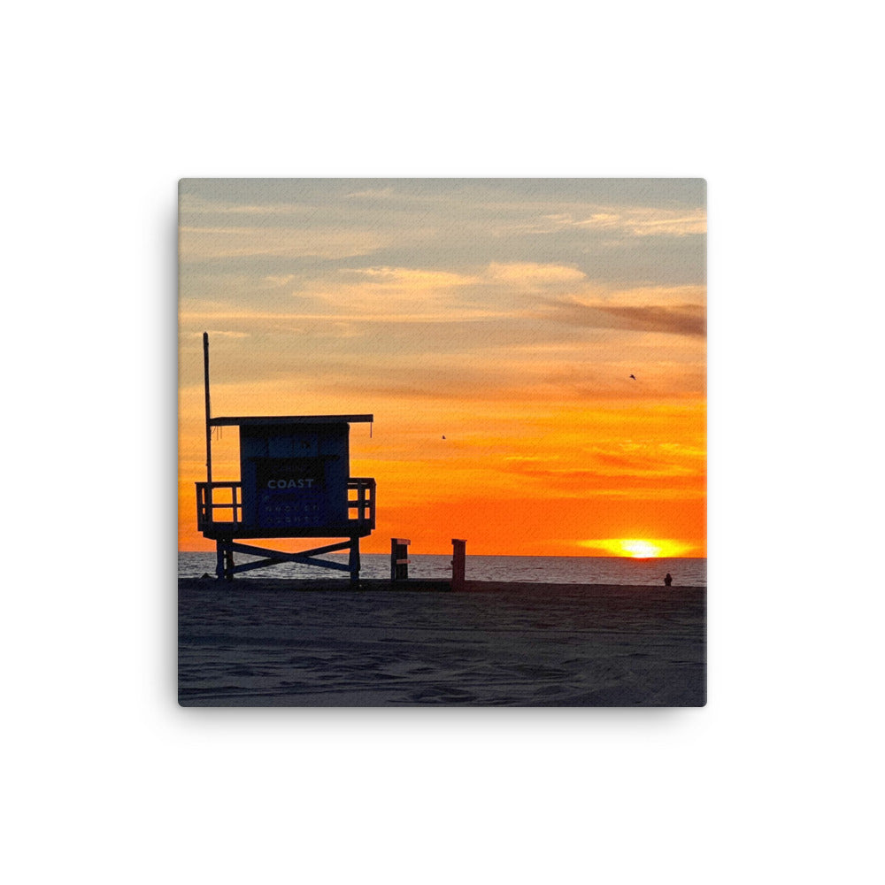 Lifeguard Tower Sunset - Canvas Print