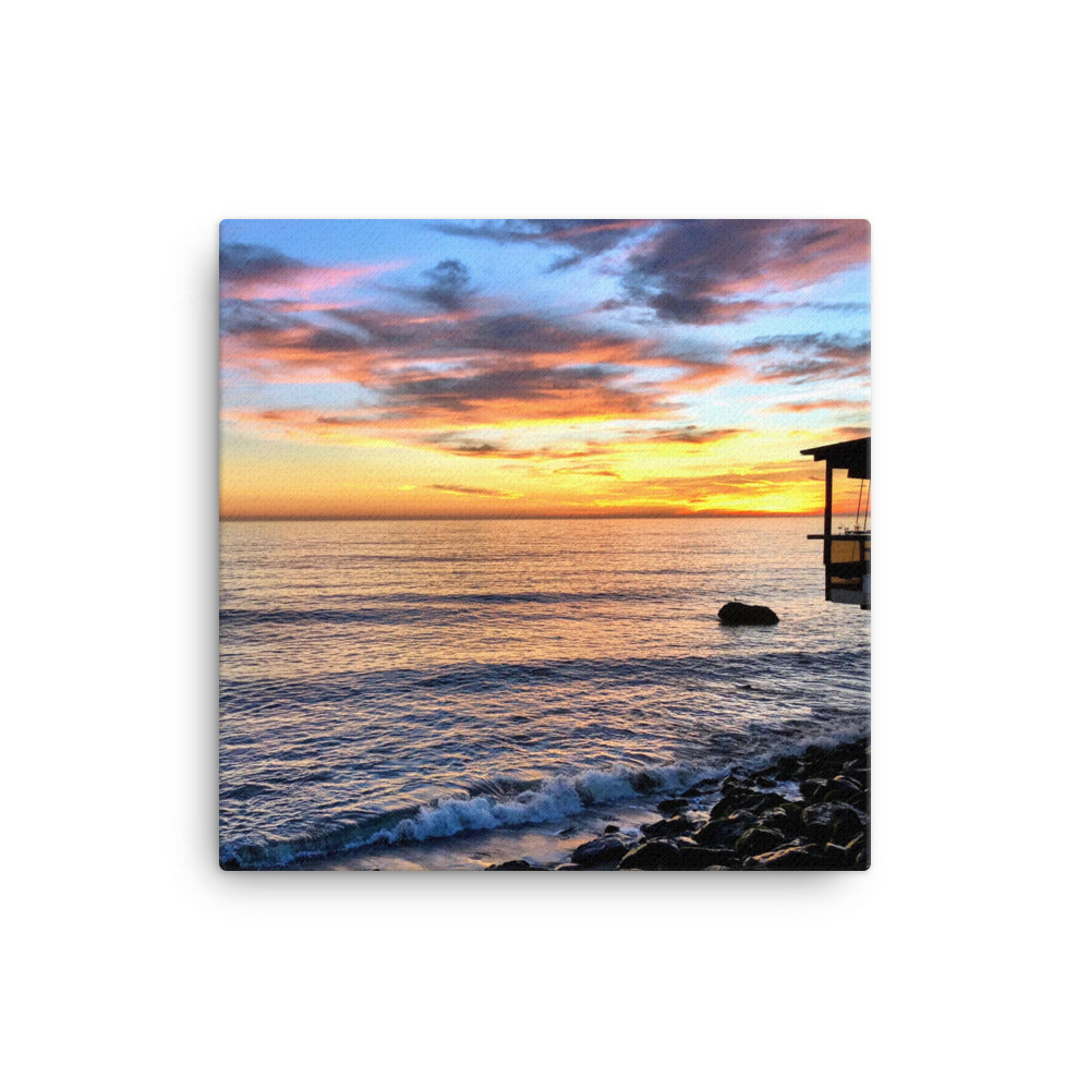 Ocean Sunset Deck View - Canvas print