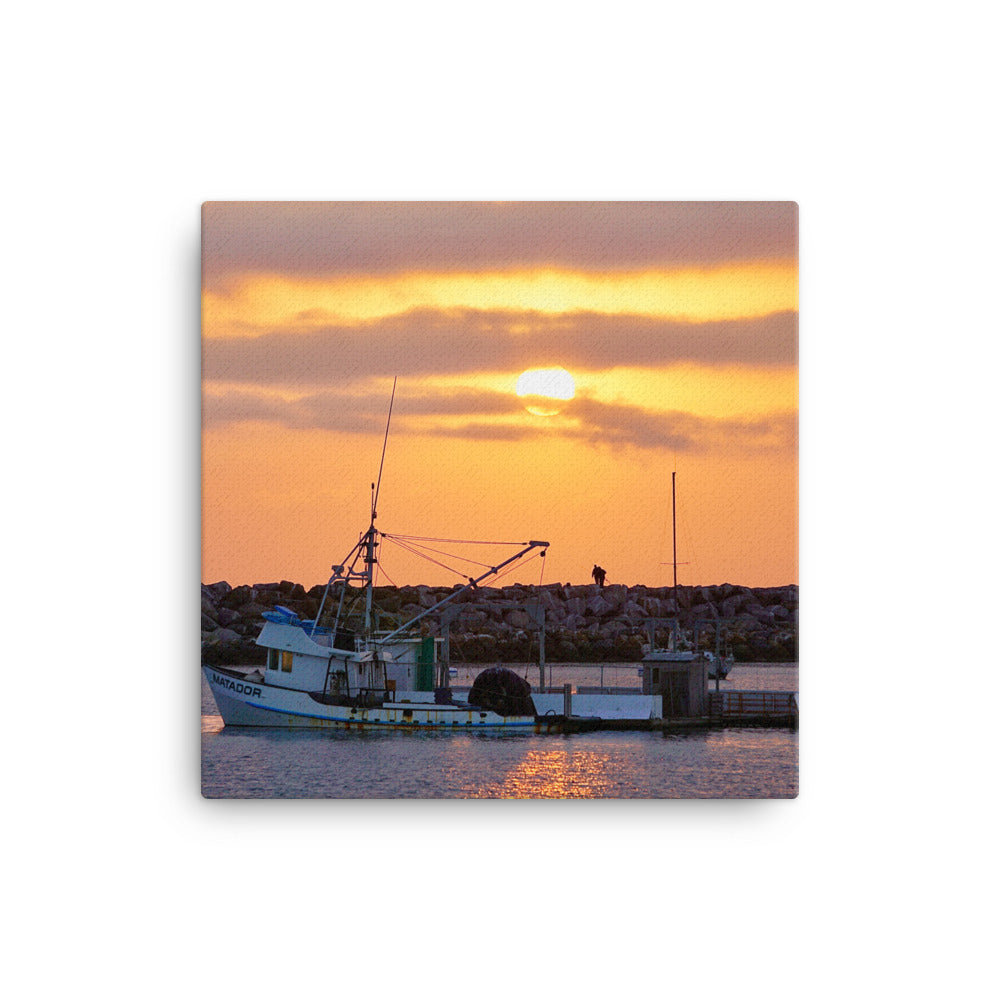 Harbor Bait Barge Sunset - Canvas print