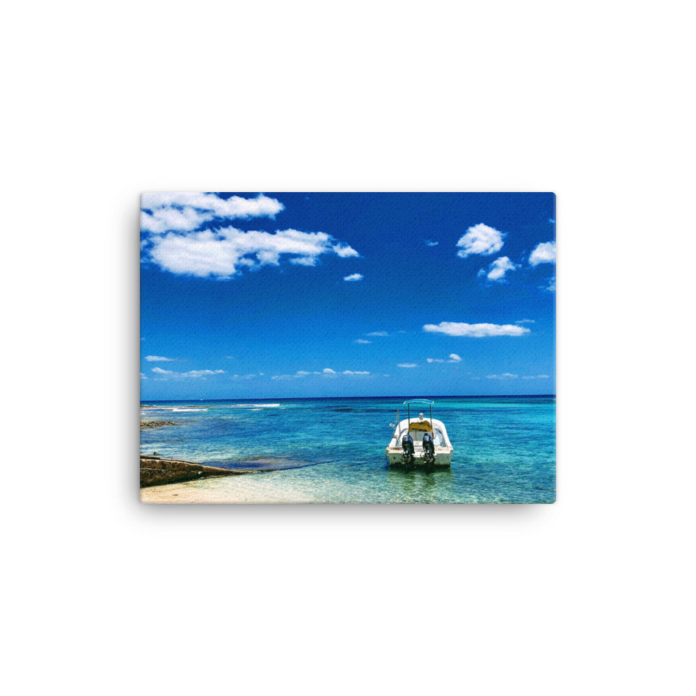 Tropical Waters With Boat - Canvas Print