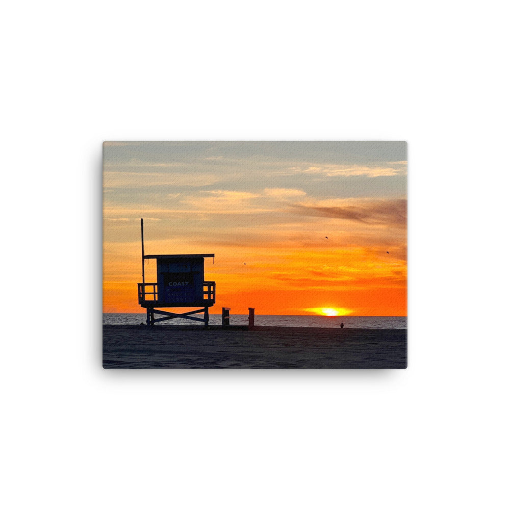 Lifeguard Tower Sunset - Canvas Print