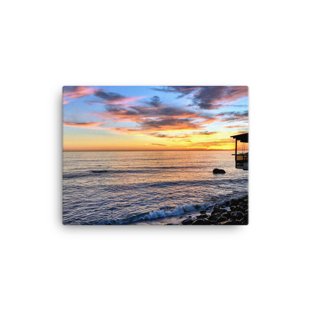 Ocean Sunset Deck View - Canvas print