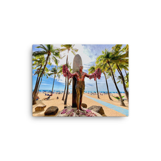 Duke Kahanamoku Statue, Oahu Hawaii  - Canvas Print