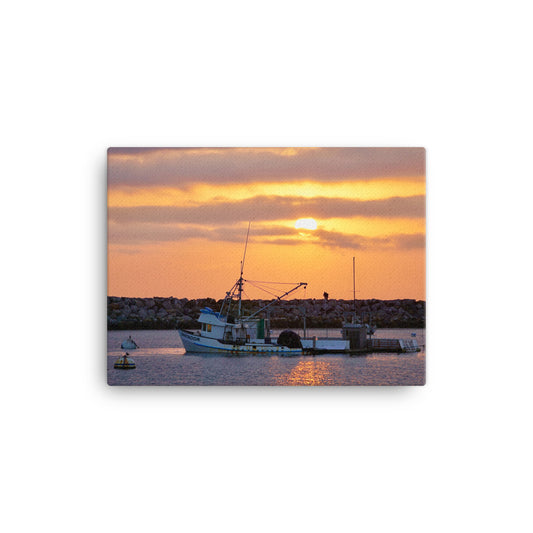 Harbor Bait Barge Sunset - Canvas print