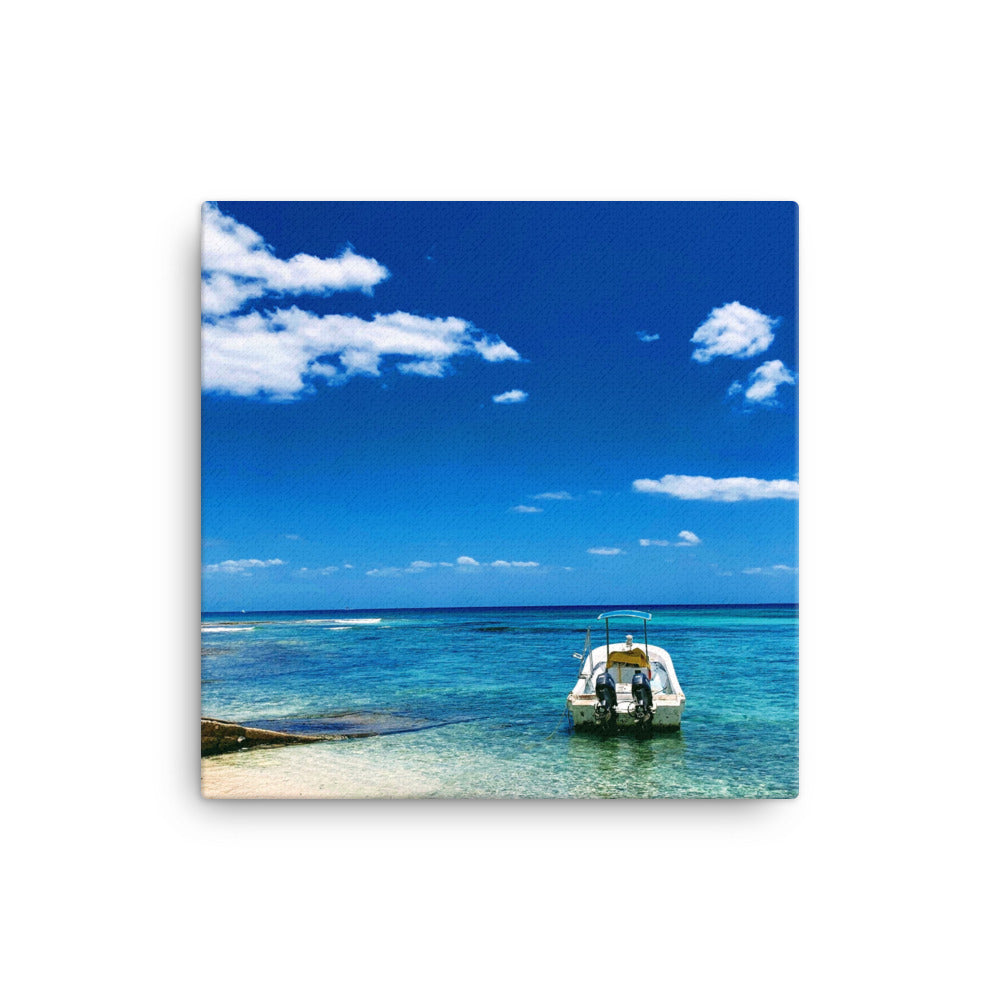 Tropical Waters With Boat - Canvas Print