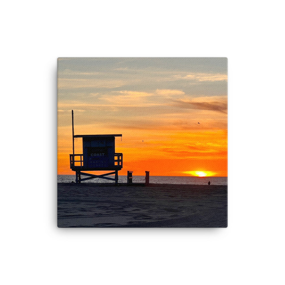 Lifeguard Tower Sunset - Canvas Print