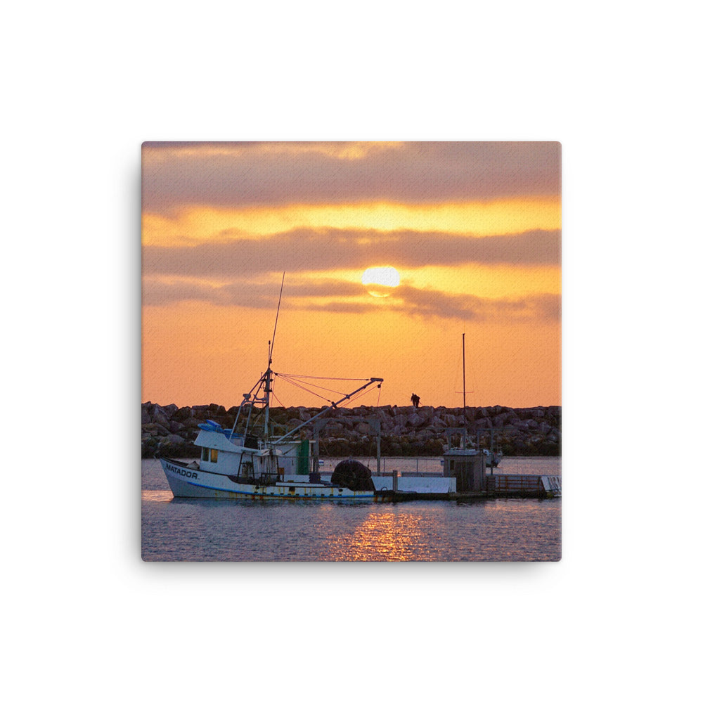 Harbor Bait Barge Sunset - Canvas print