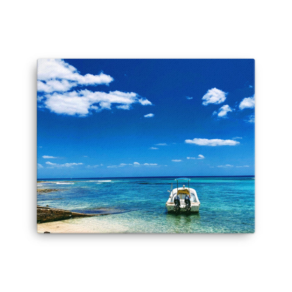 Tropical Waters With Boat - Canvas Print