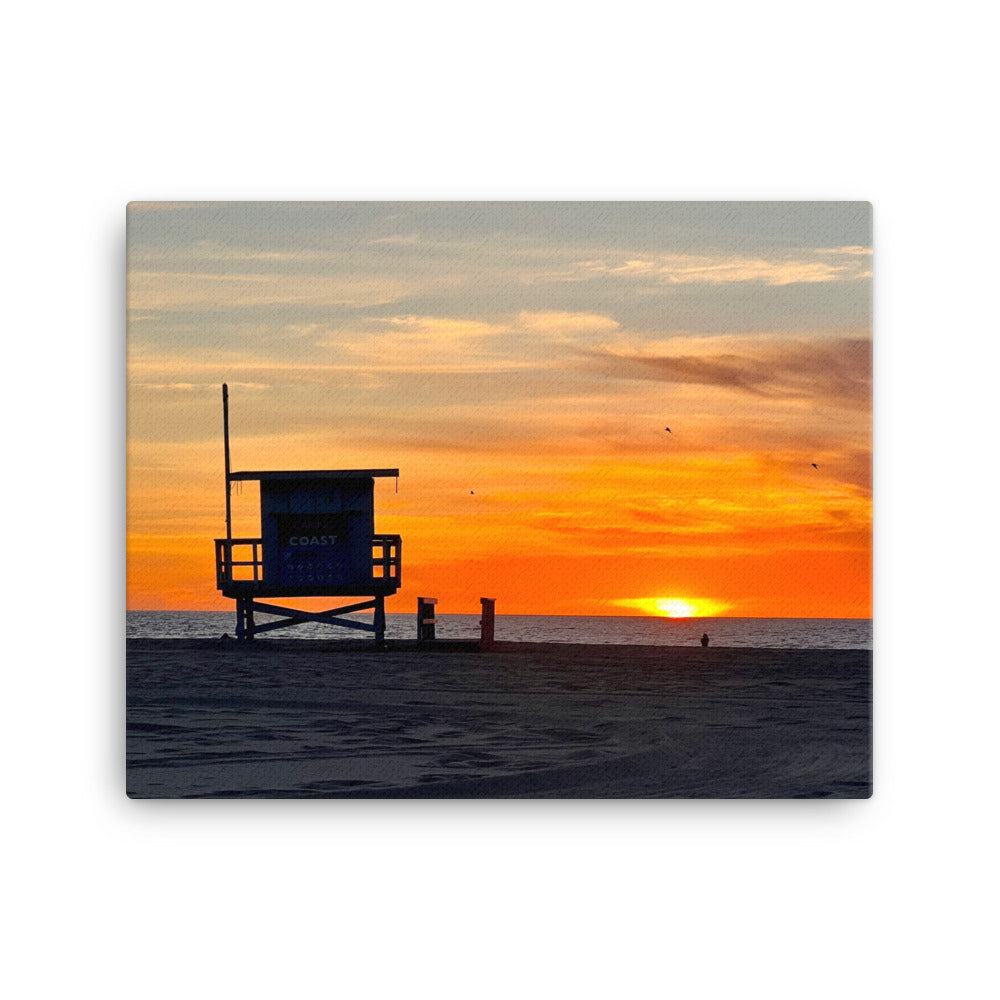 Lifeguard Tower Sunset - Canvas Print