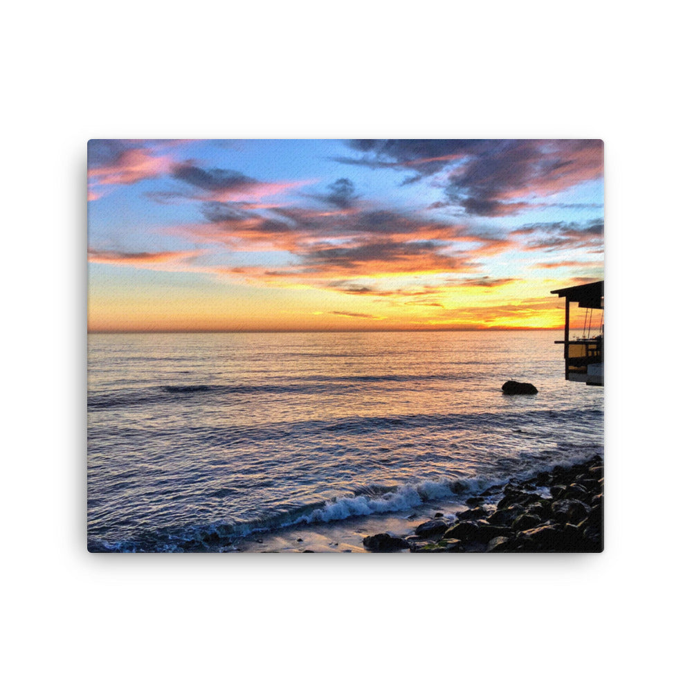 Ocean Sunset Deck View - Canvas print