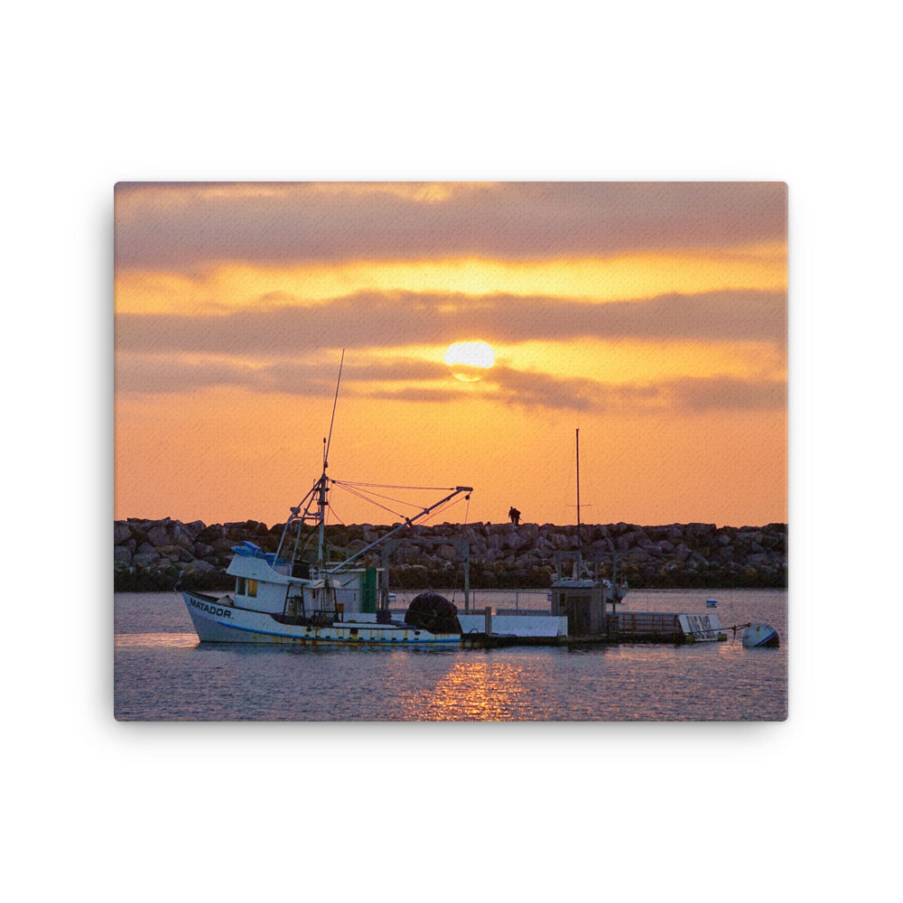 Harbor Bait Barge Sunset - Canvas print