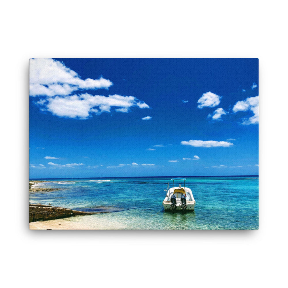 Tropical Waters With Boat - Canvas Print