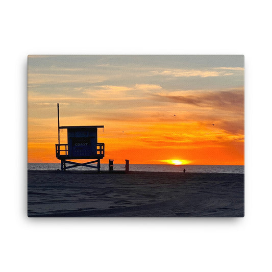 Lifeguard Tower Sunset - Canvas Print