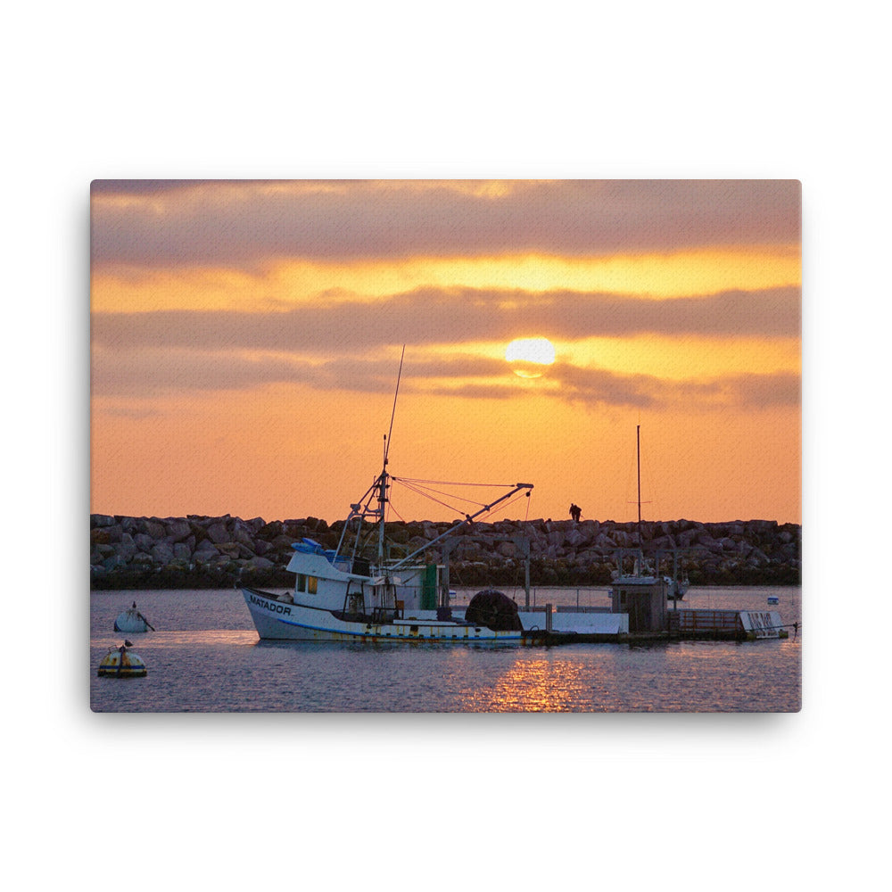 Harbor Bait Barge Sunset - Canvas print