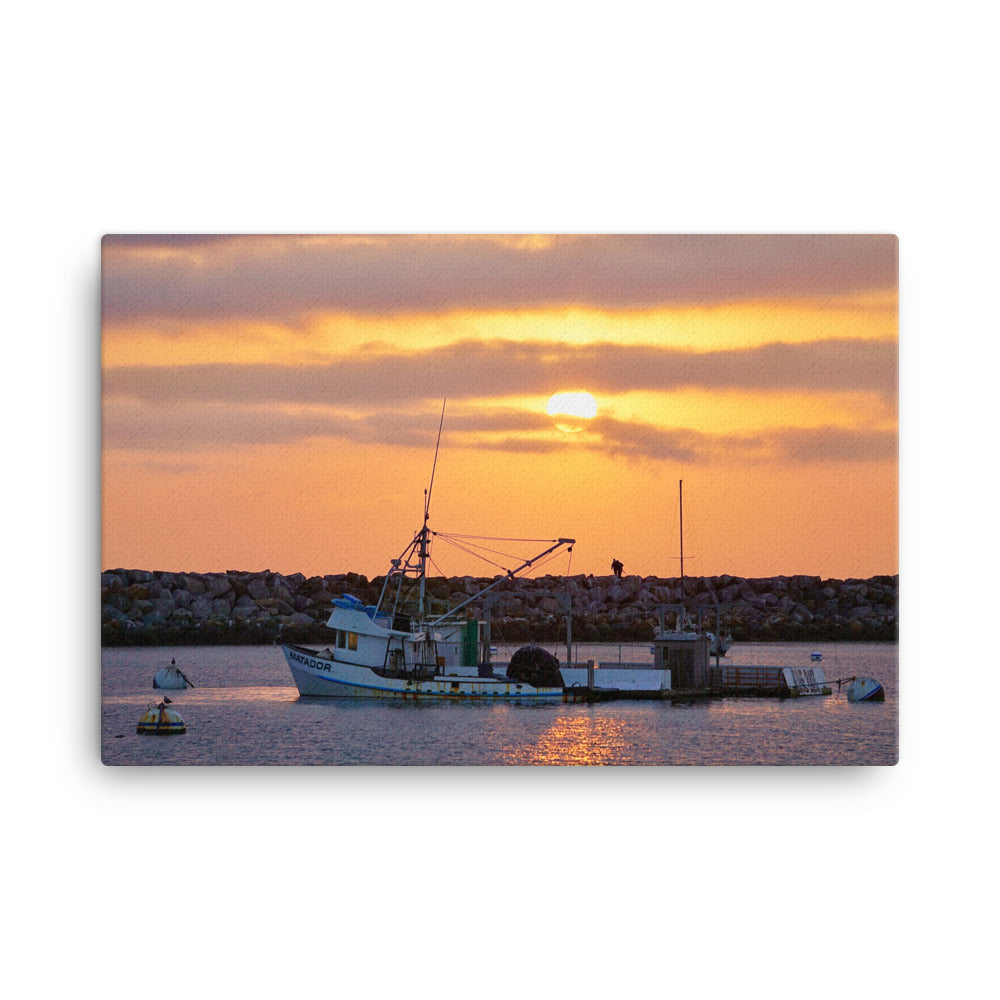 Harbor Bait Barge Sunset - Canvas print