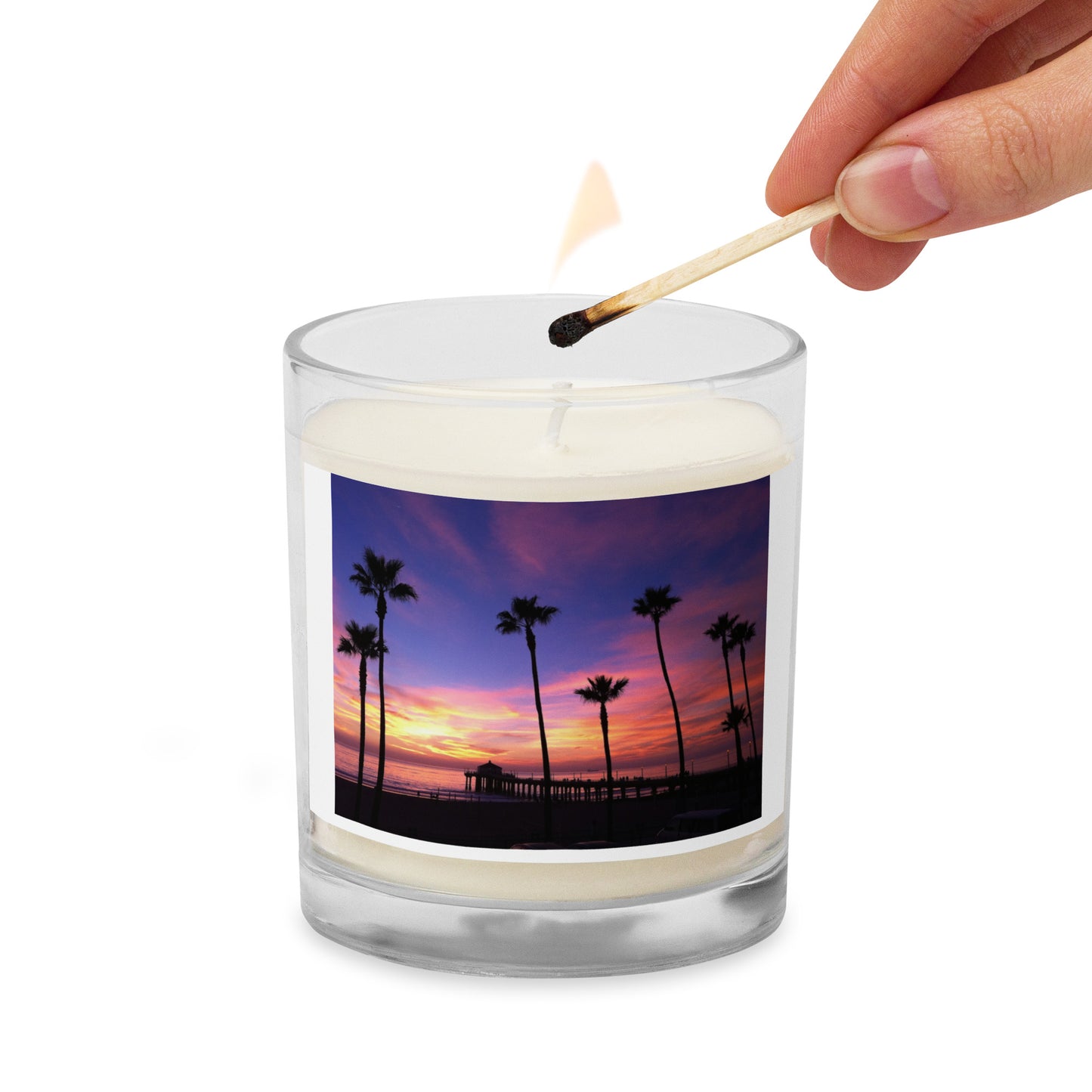 Manhattan Beach Sunset - Glass jar soy wax candle