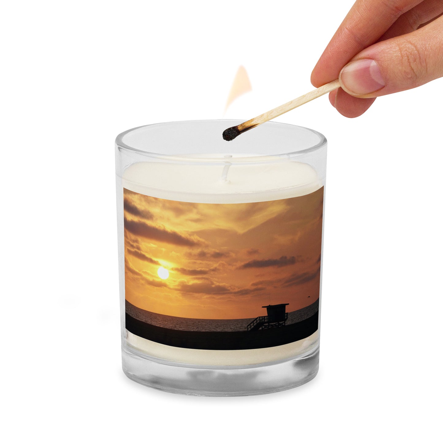 Santa Monica Beach Sunset - Glass jar soy wax candle