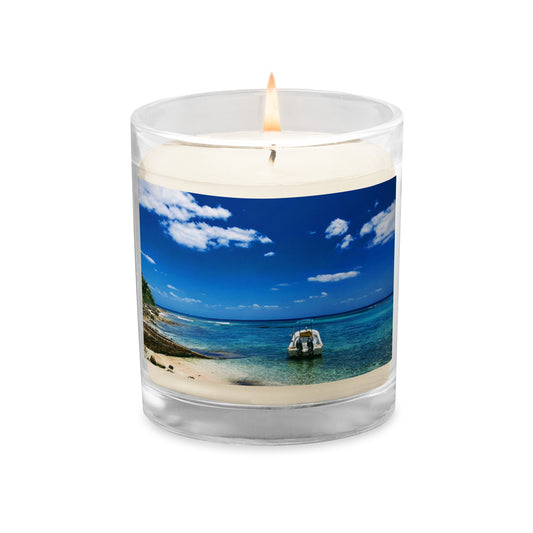 Tropical Waters with Boat - Glass jar soy wax candle