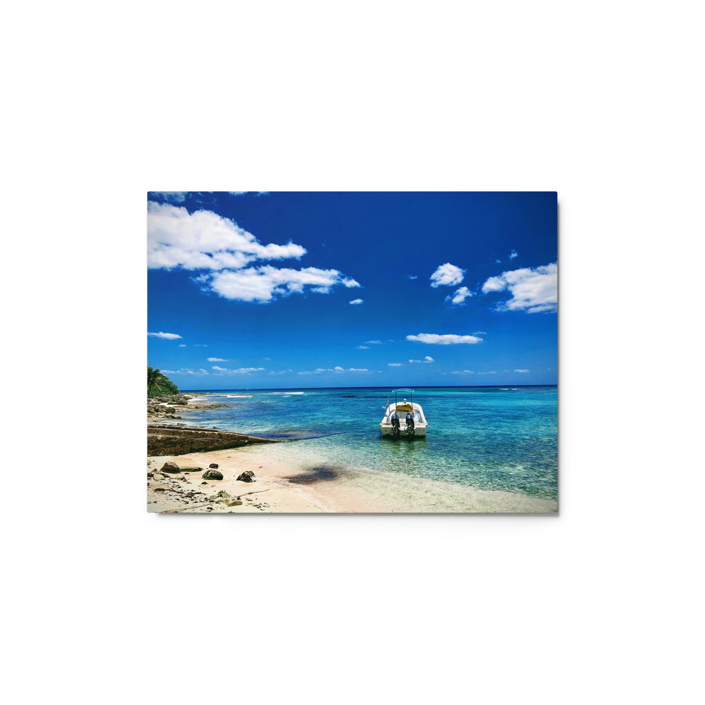 Tropical Waters with Boat - Metal prints