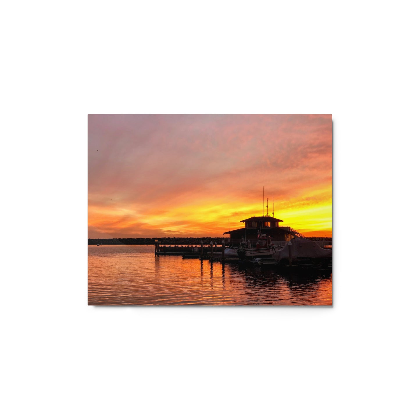 Redondo Beach Harbor Sunset - Metal print