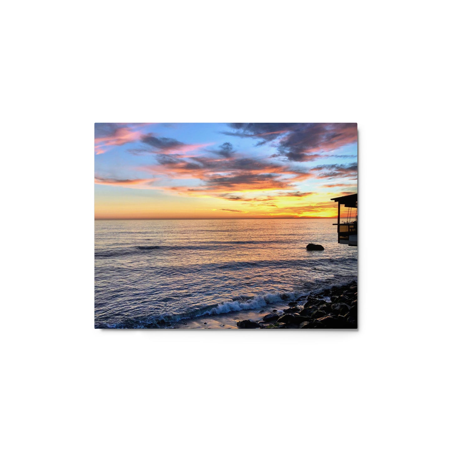 Ocean Sunset Deck View - Metal print