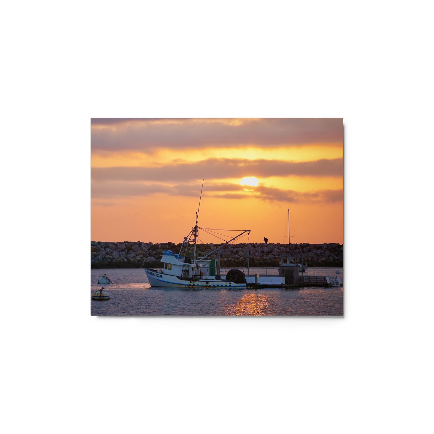 Harbor Bait Barge Sunset - Metal print