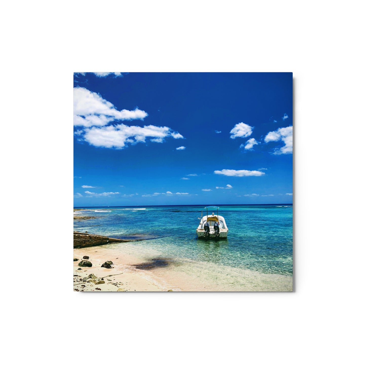 Tropical Waters with Boat - Metal prints