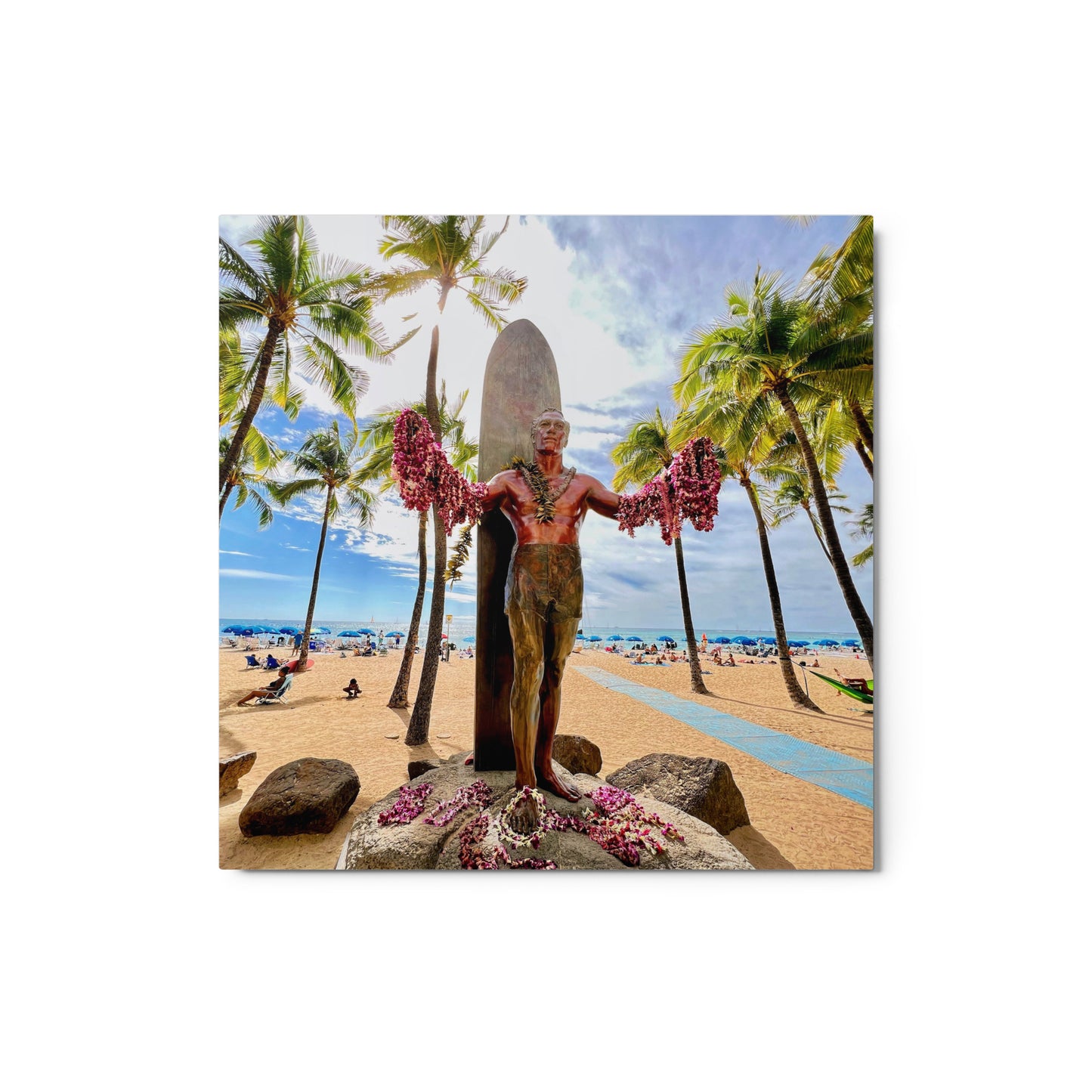 Duke Kahanamoku Statue, Oahu Hawaii  - Metal print