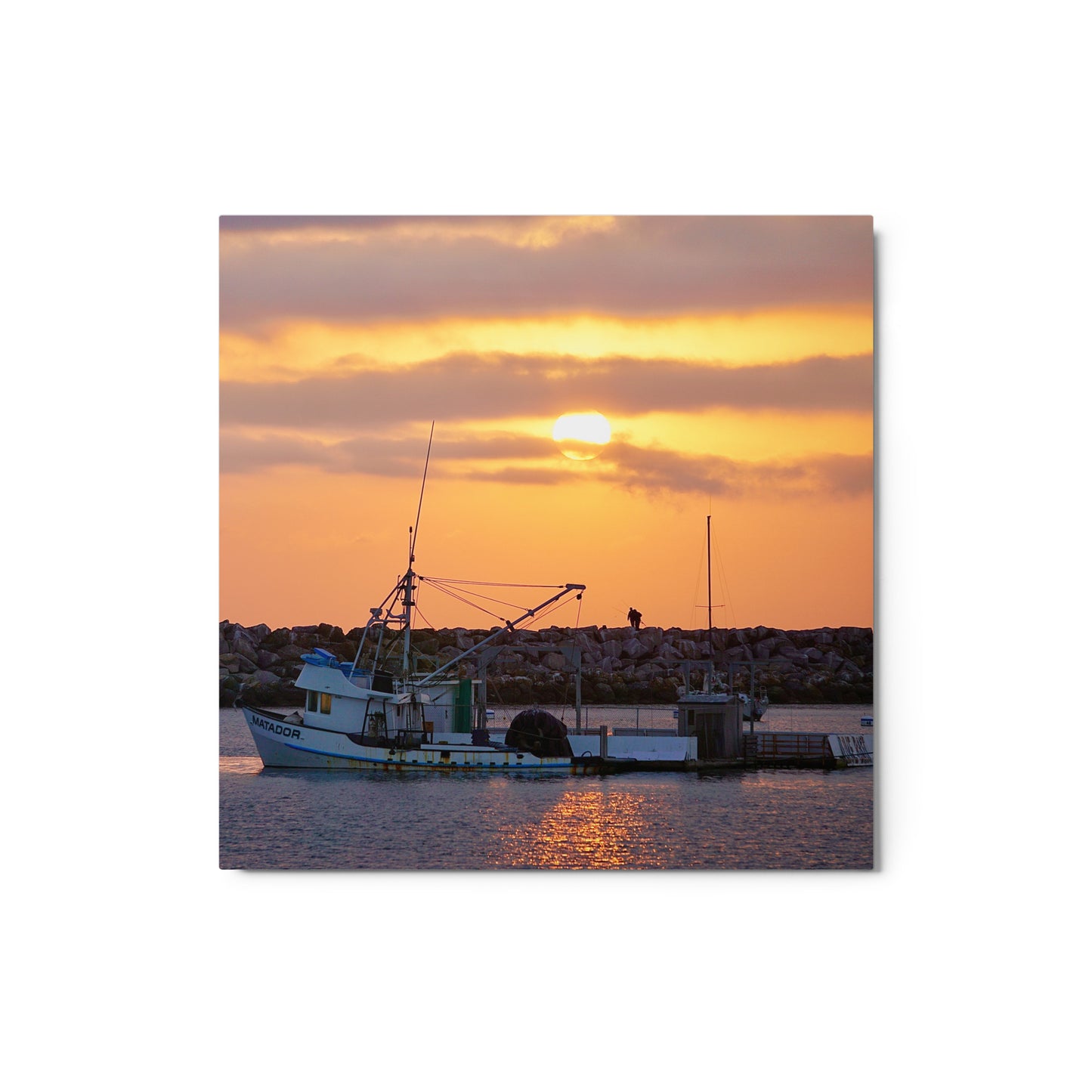 Harbor Bait Barge Sunset - Metal print