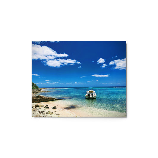 Tropical Waters with Boat - Metal prints