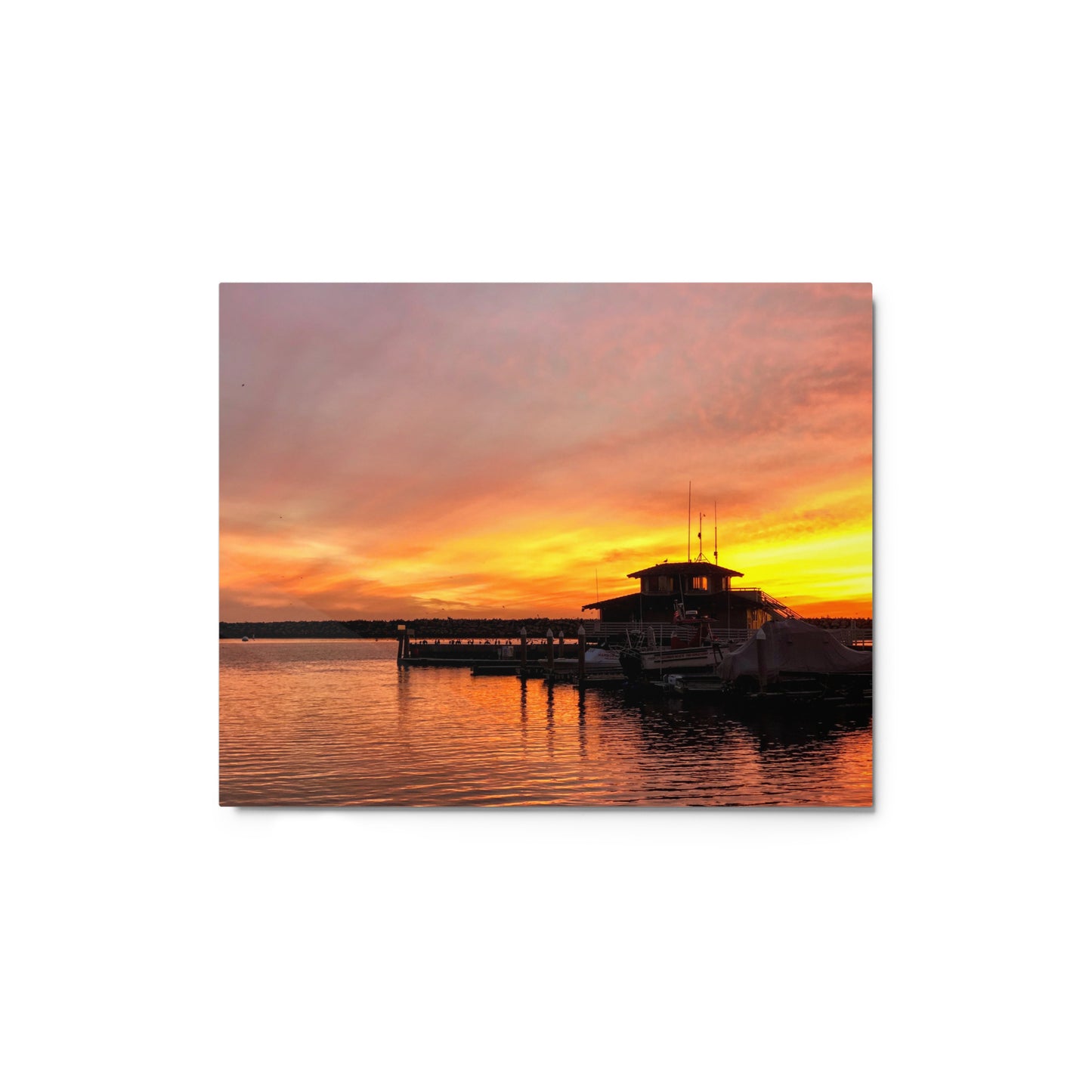 Redondo Beach Harbor Sunset - Metal print