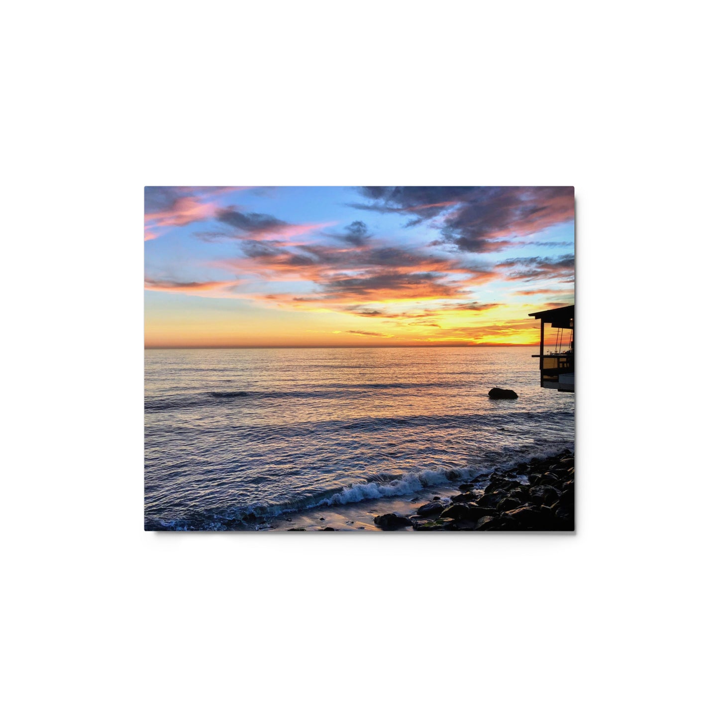 Ocean Sunset Deck View - Metal print