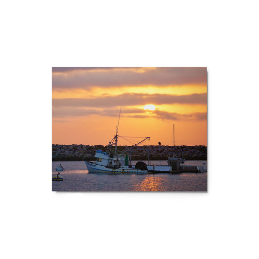 Harbor Bait Barge Sunset - Metal print