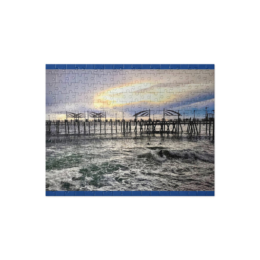 Redondo Beach Pier Surfers at Sunset - Jigsaw Puzzle