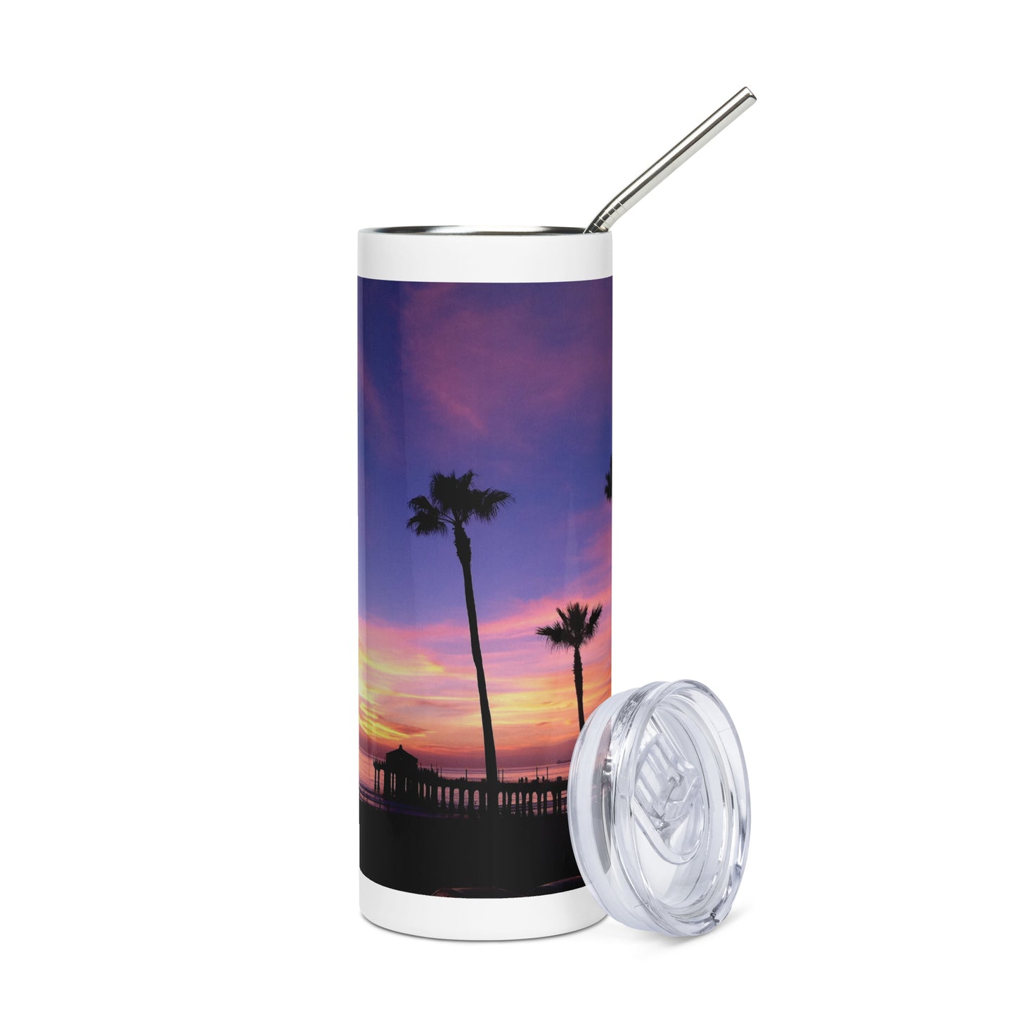 Manhattan Beach Pier Sunset - Stainless steel tumbler